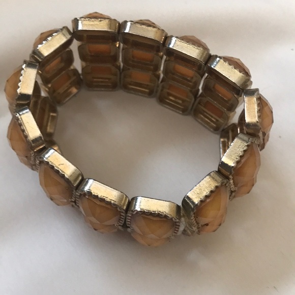 Vintage wide stretch bracelet metal sparkly beads - Picture 3 of 5